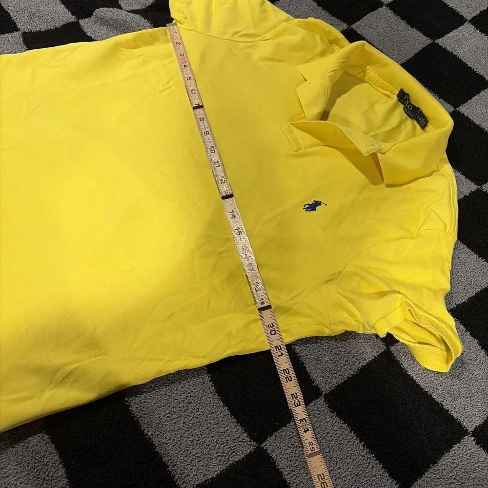 Polo Ralph Lauren Yellow Men's Shirt Knit Custom Fit Short Sleeve Cotton Size L